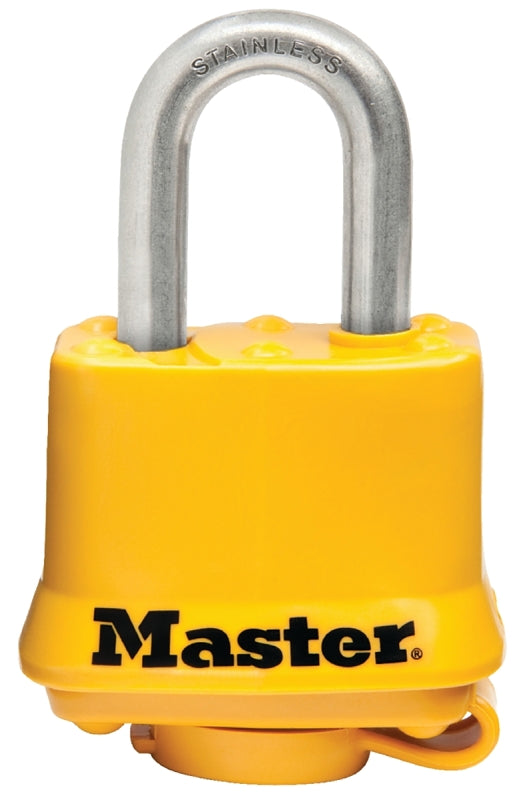 Master Lock - 315SSKADHC Padlock, Covered Stainless Steel Lock, 1-9/16 in. Wide, Yellow, 315SSKAD