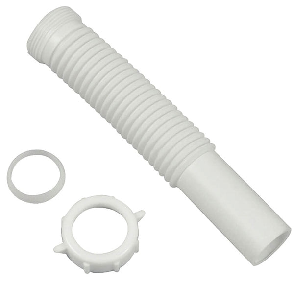 Danco 51070 Flexible Slip-Joint Tailpiece Extension, 1/1/4" x 9", White