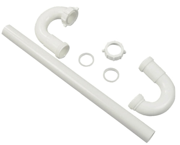 Danco 51665 Universal S-Trap with (3) Nut and Washer, Slip Joint, Polypro Plastic, 1-1/4 in Dia, White