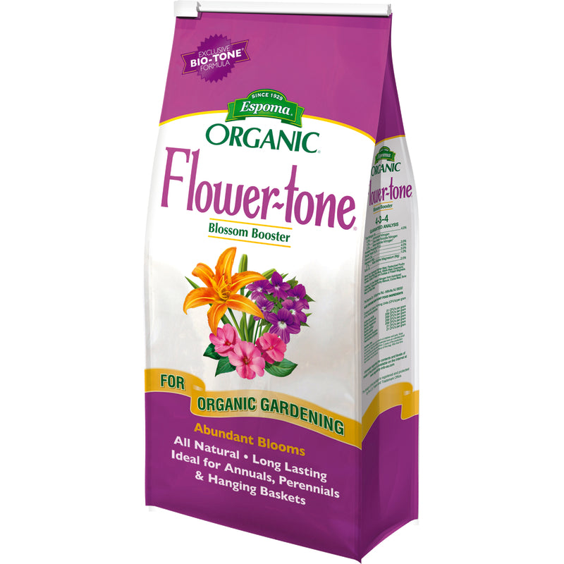 Espoma Organic Flower-tone 3-4-5 Natural & Organic Plant Food; 4 lb. Bag; Organic Fertilizer for Flowers, Annuals, Perennials & Hanging Baskets. Blossom Booster