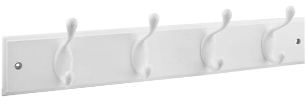National Hardware B8170 18" x 2-3/4" x 3/5" Hookrail with 4 Coat Hooks - White with White Rail S827-121 (4-Pack)
