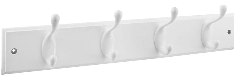National Hardware B8170 18" x 2-3/4" x 3/5" Hookrail with 4 Coat Hooks - White with White Rail S827-121 (4-Pack)
