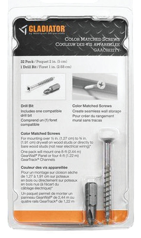Gladiator GAAC0232YY Color Matched Screws for GearWall, Gray