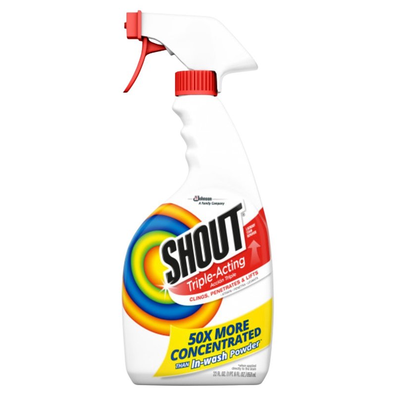 Shout Active Enzyme Laundry Stain Remover Spray, Triple-Acting Formula Clings, Penetrates, and Lifts 100+ Types of Everyday Stains - Prewash Spray 22oz