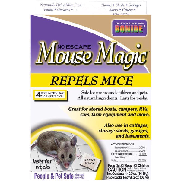 Bonide Mouse Magic Mouse Repellent Scent Packs, 4 Ready-to-Use Packs for Indoor & Outdoor Rodent Control, People & Pet Safe 865