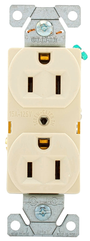 Eaton BR15LA 15-Amp 125-volt Commercial Grade Straight Blade Duplex Receptacle, Light Almond