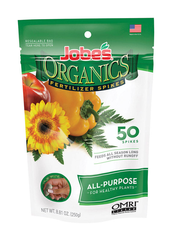 Jobe's, Fertilizer Spikes, All-Purpose, 50 Count, Flowers, Trees, Fruit, Nut, Shrubs, Vegetables 06528
