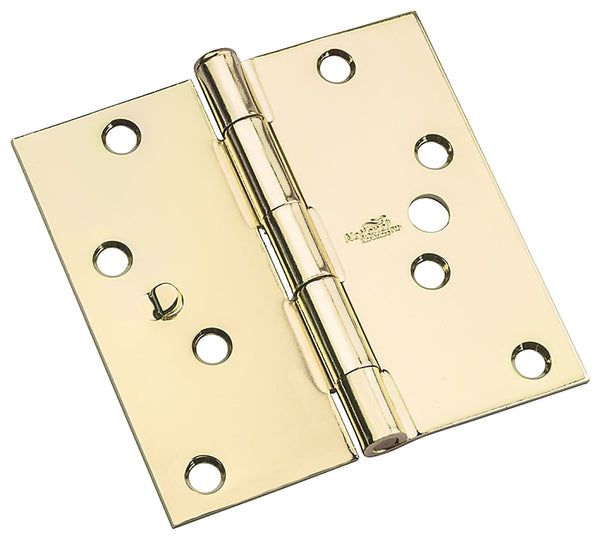 National Hardware N830-401 Hinge Security Square Corner, 4 ", Polished Brass