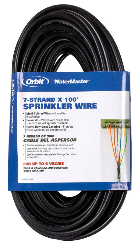 Orbit 57088 Underground Sprinkler Wire, 7-Strand Solid, 100 Ft, UF/UL Listed, Multi-Color, 18-Gauge