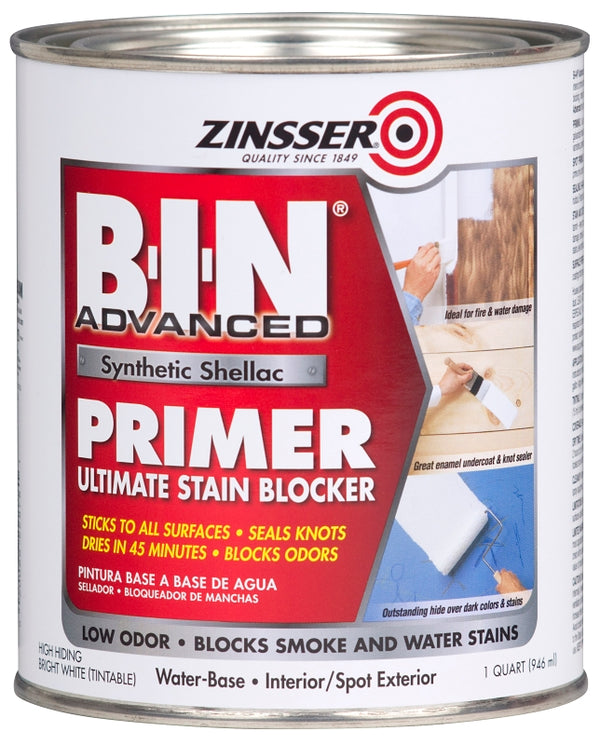RUST-OLEUM 1 qt Zinsser 271009 White Zinsser, B-I-N Advanced Synthetic Shellac Primer Pack of 1