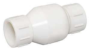 PVC Check Valve, Threaded, White, Schedule 40, 1-1/4-In.