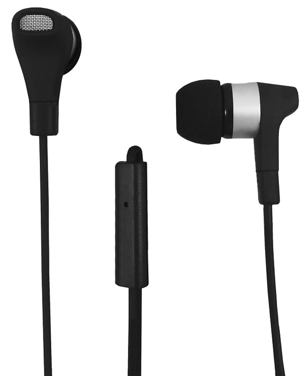 Zenith PM1001SEB Stereo Earbuds with Microphone, Black