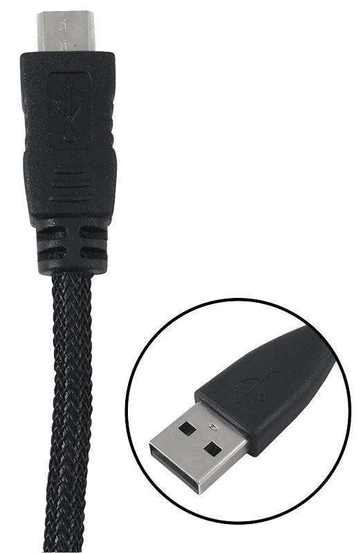 Zenith PM1003MCBB Braided Micro-B to USB A Cable, 3-feet, Black