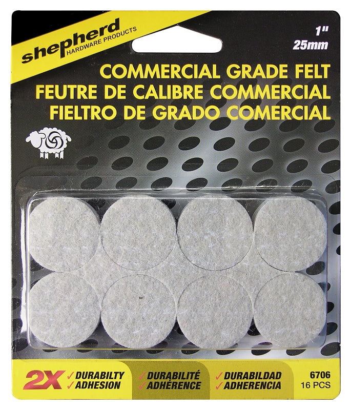Shepherd 5005263 Felt 1 in. Adhesive Chair Glide44; Brown - Pack of 16