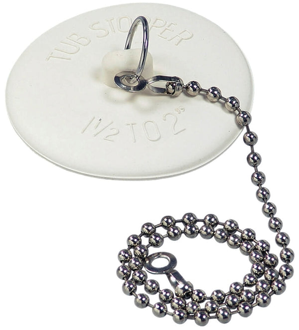 DANCO Rubber Tub Stopper with Chain, White (80783)