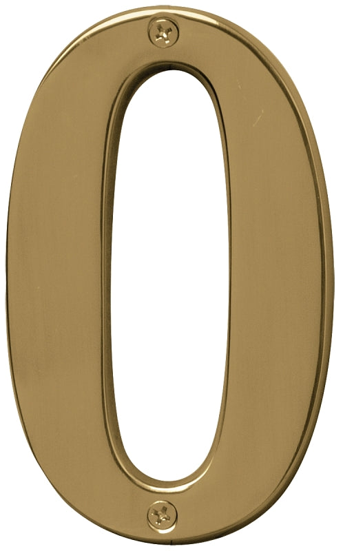 Hy-Ko Products BR-51PB/0 Prestige House Number 0 (ZERO) 5" High, Polished Brass Finish, 1 Piece