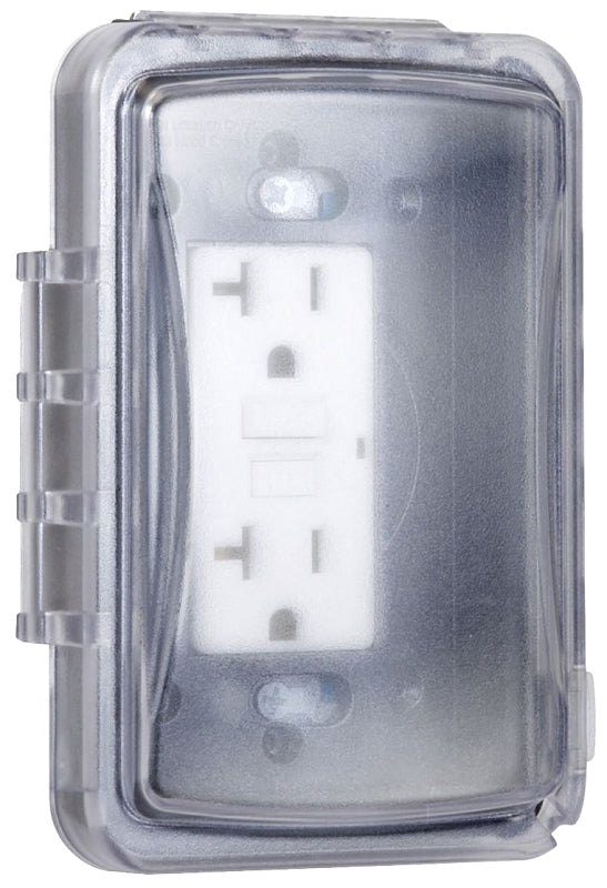 TayMac MM110C Weatherproof Single Outlet Outdoor Receptacle Cover, 5/8 Inches Deep, Clear