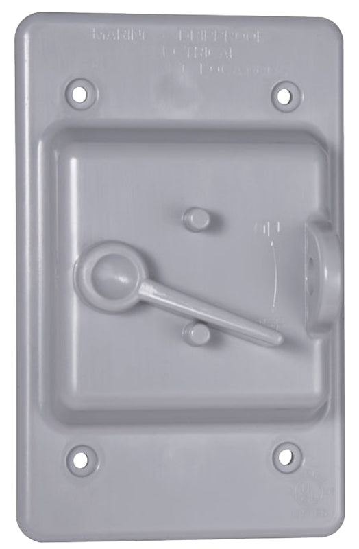 Hubbell Bell PTC100GY 1-Gang Toggle Switch Nonmetallic Weatherproof Cover, Gray
