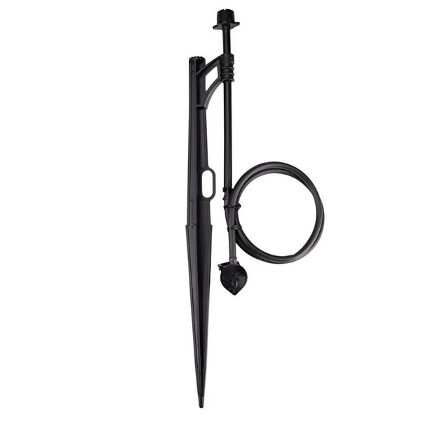 Raindrip A159CPUB Adjustable Flow Bubbler Assembly, Full-Circle Pattern, 8 Stream, with 1/4 in. Clamp N Pierce Inlet on 13 in. Stake, Black