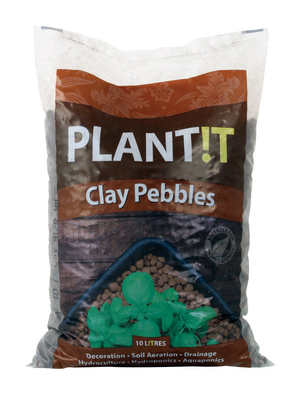 GROW!T GMC10L - 4mm-16mm Clay Pebbles, Brown, (10 Liter Bag) - Made from 100% Natural Clay, Can be used for Drainage, Decoration, Aquaponics, Hydroponics and Other Gardening Essentials