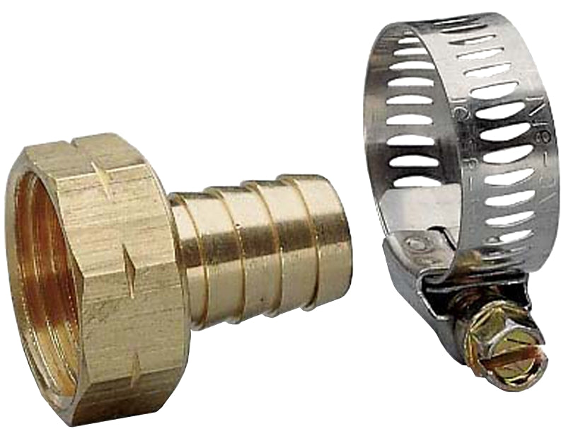 Nelson 50451 5/8-Inch Female Brass Hose Repair with Worm Gear Clamp