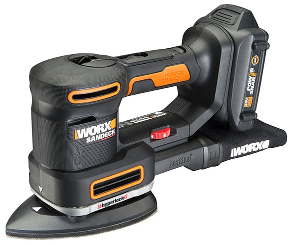 WORX 20V Random Orbital Sander, 5-in-1 Cordless Multi-Sander,Electric Sander with Battery and Charger, WX820L