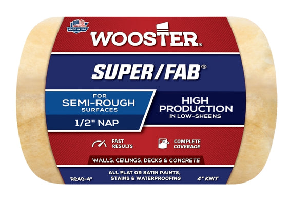 Wooster Brush R240-4 Super/Fab Roller Cover, 1/2-Inch Nap, 4-Inch
