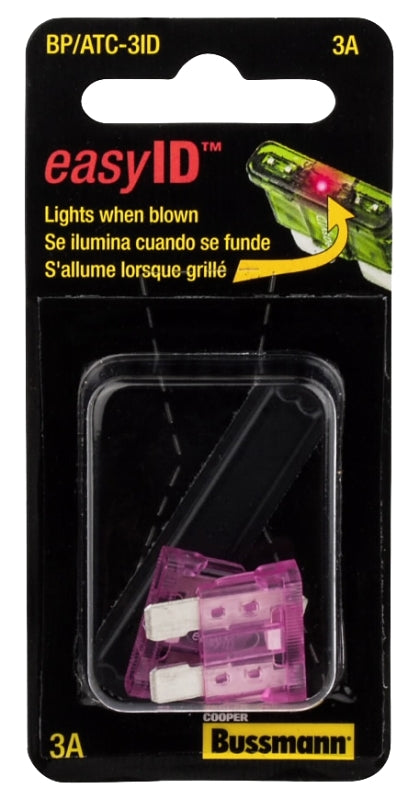 Bussmann BP/ATC-3ID easyID Illuminating Blade Fuse, (Pack of 2), Violet