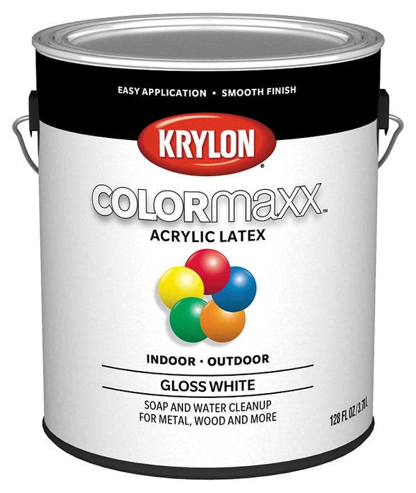Krylon COLORmaxx Brush-On, Gloss, White, 1 Gallon K05649007