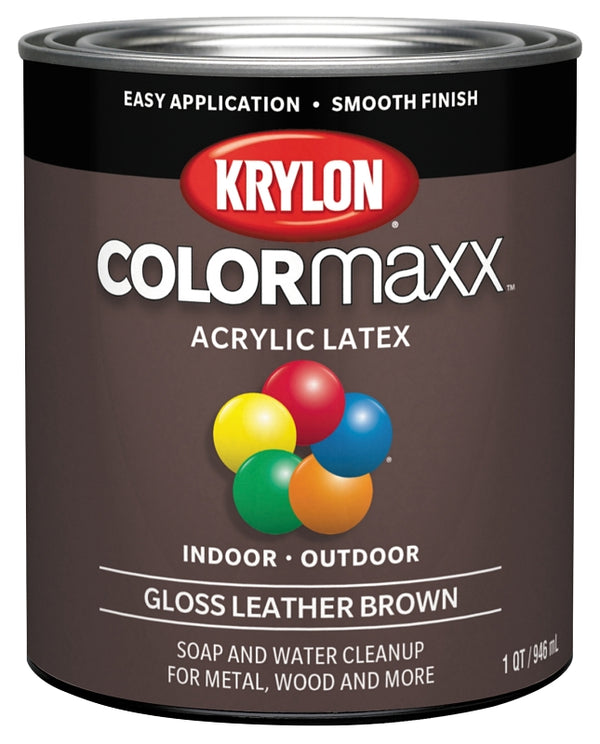 Krylon COLORmaxx Brush-On, Gloss, Leather Brown, 1 Quart K05622007