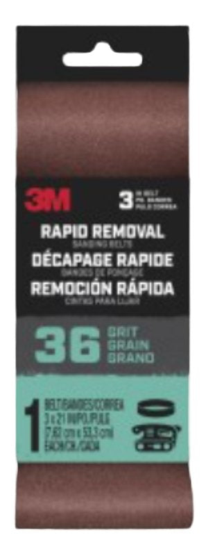 3M BELT3X211PK36 Sanding Belt, 3 in x 21 in, Brown 27397