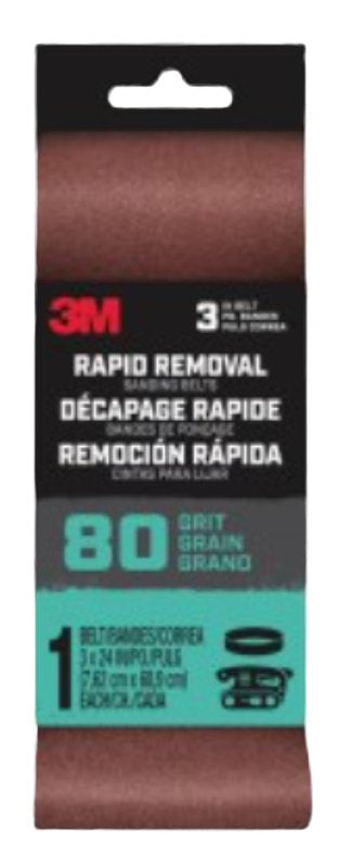 3M BELT3X241PK80 Sanding Belt, 3 in x 24 in, Brown 27391