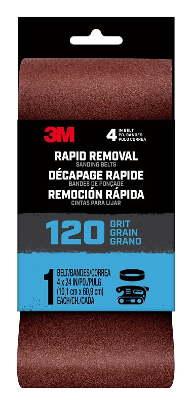 3M BELT4X361PK120 4 in. x 36 Rapid Removal Power Sanding Belt, 120 grit, 1/Pack, Brown 27403