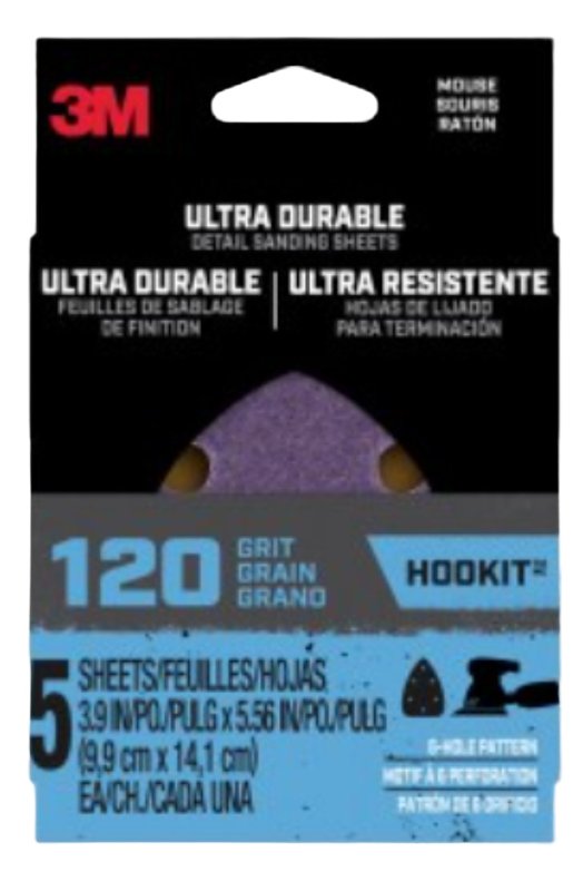 3M MOUSE5PK120 Sanding Sheets, 120 Grit, Purple 27379