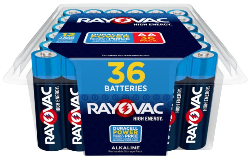 RAYOVAC AA 36-Pack HIGH Energy Alkaline Batteries with Recloseable Lid, 815-36PPK