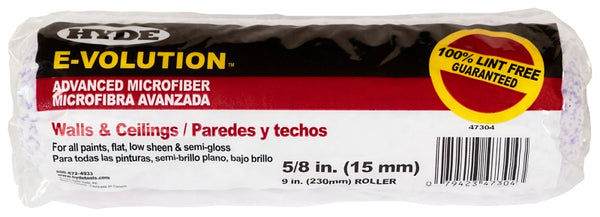 Hyde 47304 9" E-Volution 100% Lint Free Micro-Fiber Fabric Roller Cvr-5/8" Nap
