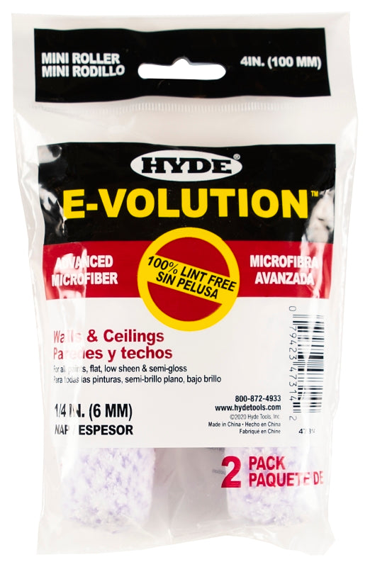 Hyde 47314 4" E-Volution Mini Roller Cover 1/4" Nap (2-Pack)
