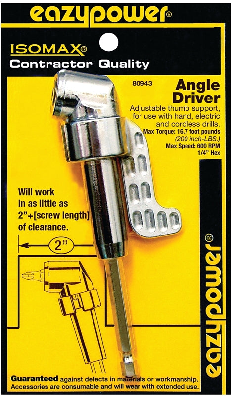 Eazy Power 80943 Angle Driver Attachment with 1/4 in. Hex Shank, assorted, handheld