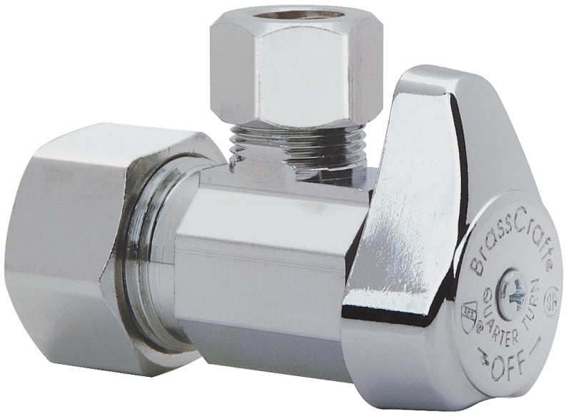 Brass Craft G2CR19X CD Chrome 1/4 Turn Angle Stop Valve, 5/8 x 3/8-In.