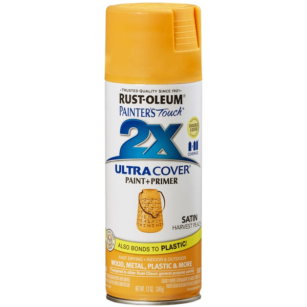 Rust-Oleum 366993 Painter's Touch 2X Ultra Cover Spray Paint, 12 oz, Satin Harvest Peach