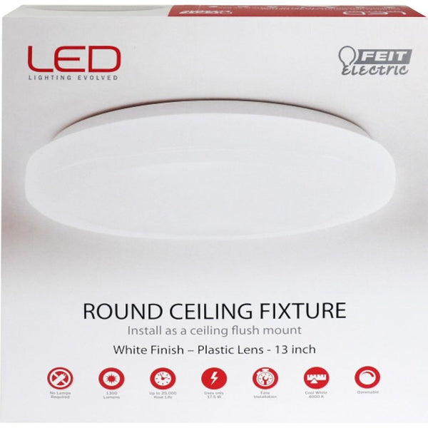Feit Electric 13 in. H x 13 in. W x 3.8 in. L White LED Ceiling Light Fixture 71801