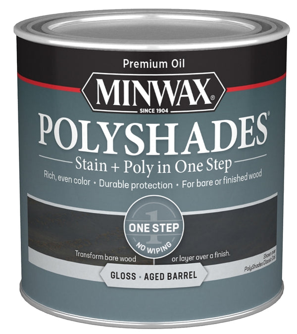 Minwax PolyShades Semi-Transparent Gloss Aged Barrel Stain/Polyurethane Finish 0.5 pt 214994444