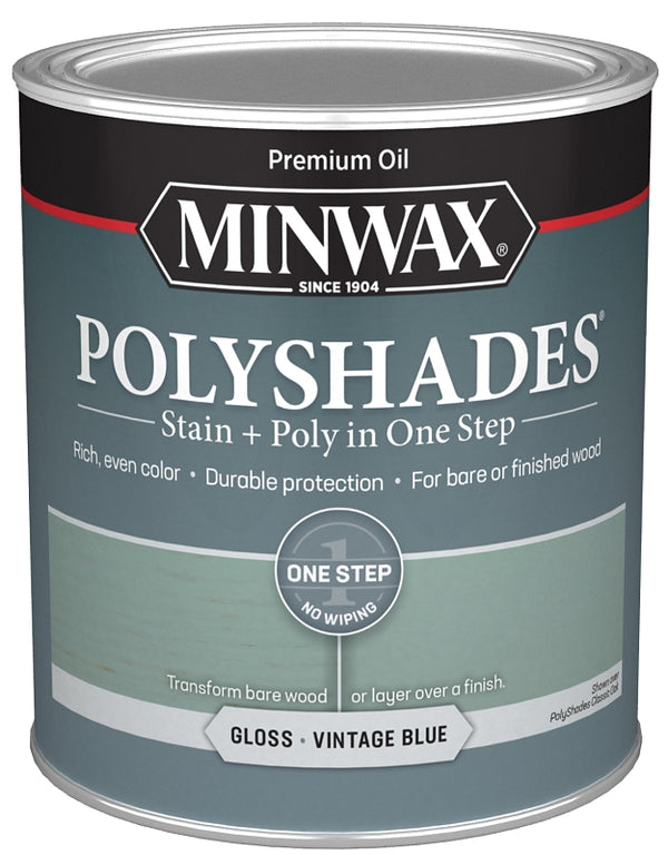 Minwax Polyshades Semi-Transparent Gloss Vintage Blue Stain/Polyurethane Finish 1 qt 614944444