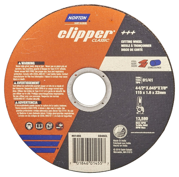 NORTON CLIPPER 70184601455 WHEEL CUTOFF 4.5IN