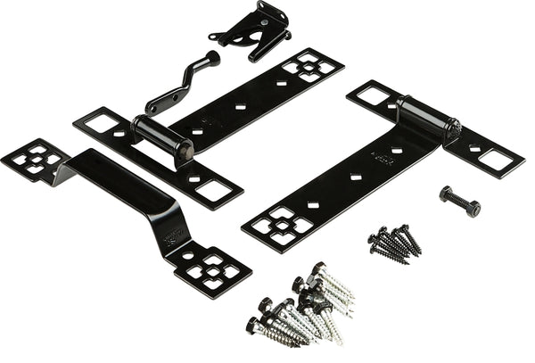 National Hardware Craftsman Gate Kit N109-316 with Gate Latch, Gate Hinges, and Gate Pull, Black
