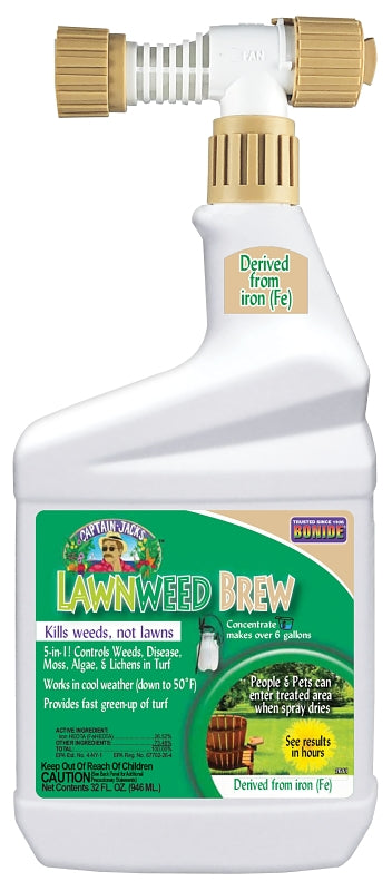Bonide Captain Jack's Lawnweed Brew, 32 oz Ready-to-Spray, Fast-Acting Formula Controls Weeds, Moss, Algae, Lichens & Disease
