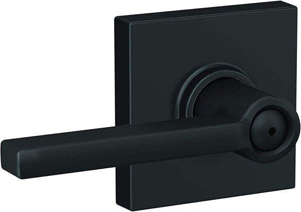 SCHLAGE Bed and Bath Latitude Lever, Collins Trim, Matte Black F40VLAT622COL