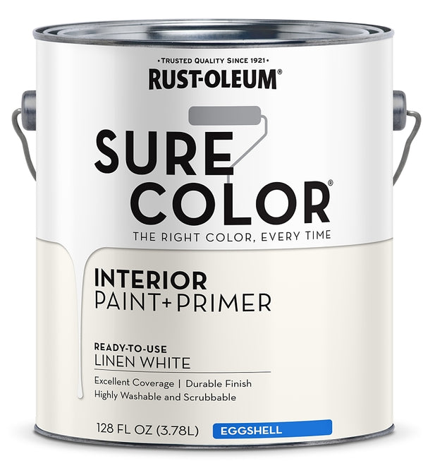 Rust-Oleum 380220 Sure Color Interior Wall Paint and Primer Eggshell Linen White gal