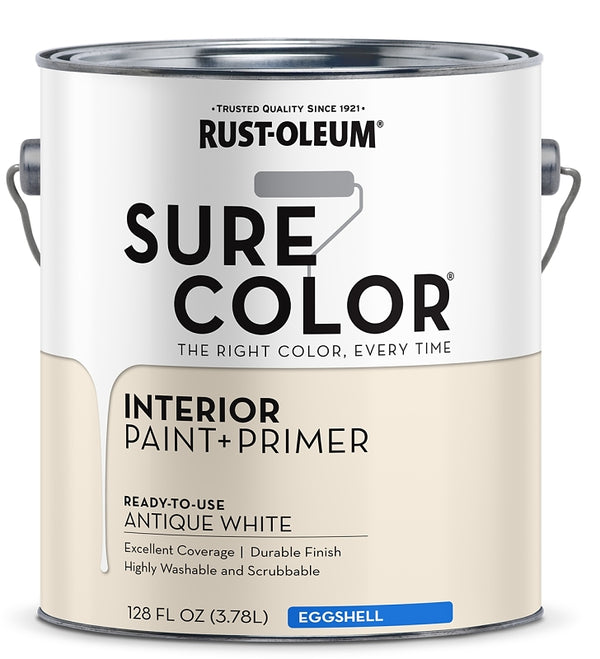 Rust-Oleum 380221 Sure Color Interior Wall Paint and Primer Eggshell Antique White gal