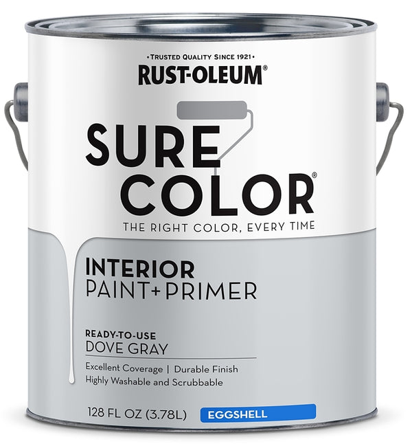 Rust-Oleum 380223 Sure Color Interior Wall Paint and Primer Eggshell Dove Gray gal